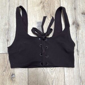 Ganni Lace Up Bikini Top